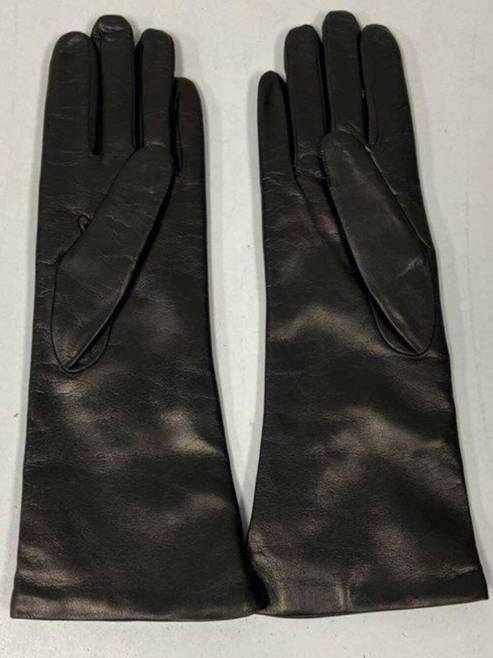 Vintage Giorgio Sermoneta Women's Black Leather Lined Long Gloves Sz 6